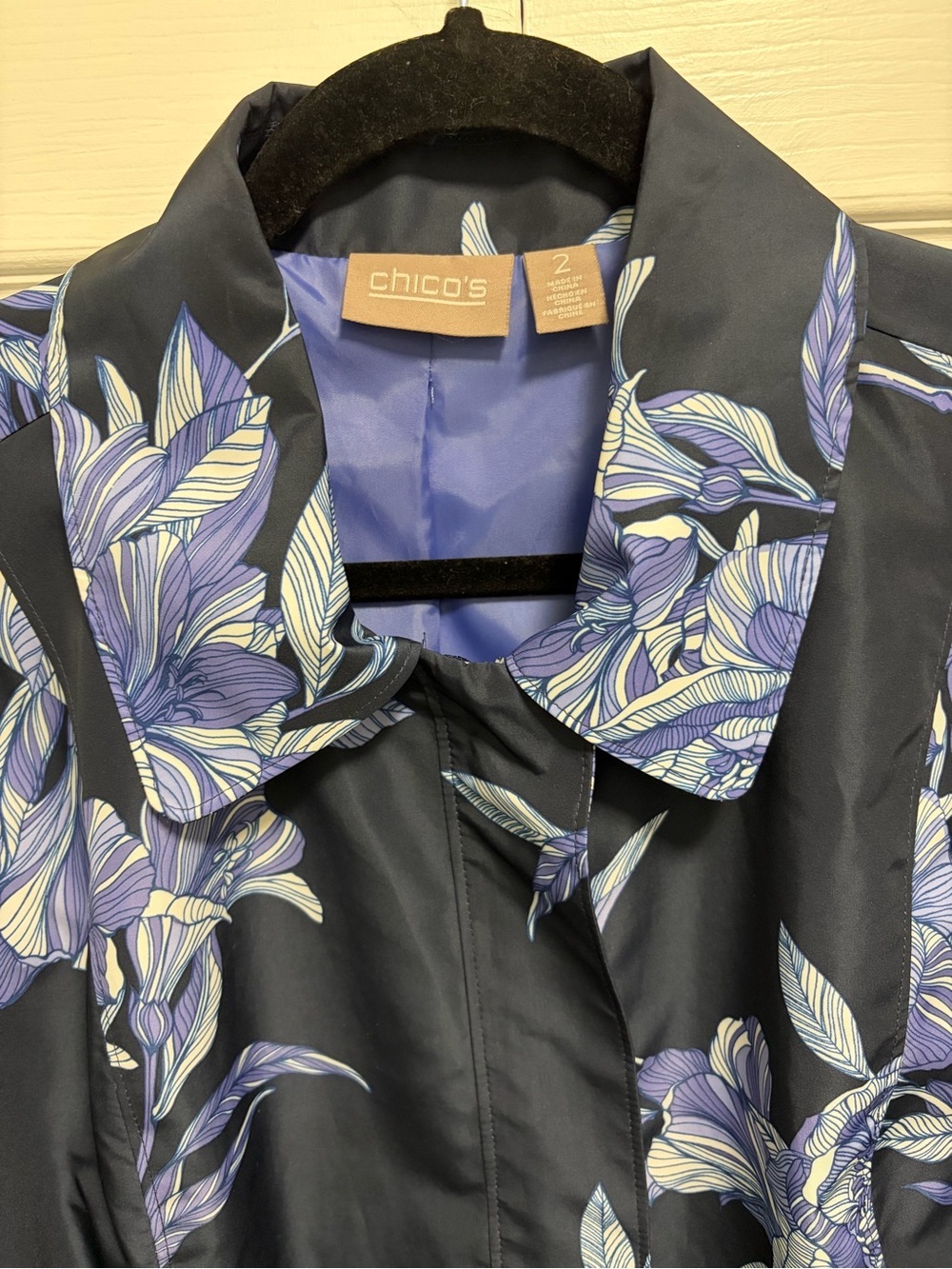Chico's Navy and Periwinkle Floral Jacket - Picture 12 of 13